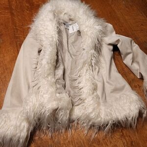 Cotton Emporium Cream Teddy Jacket with Faux Fur